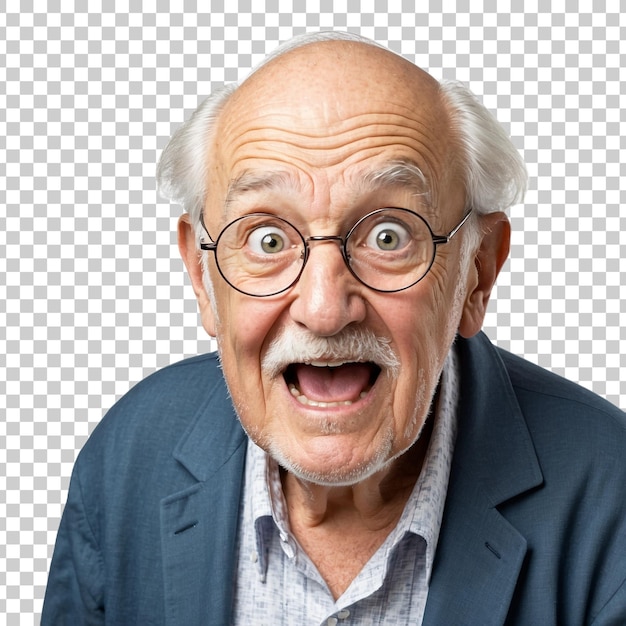 an old man with a surprised look on his face