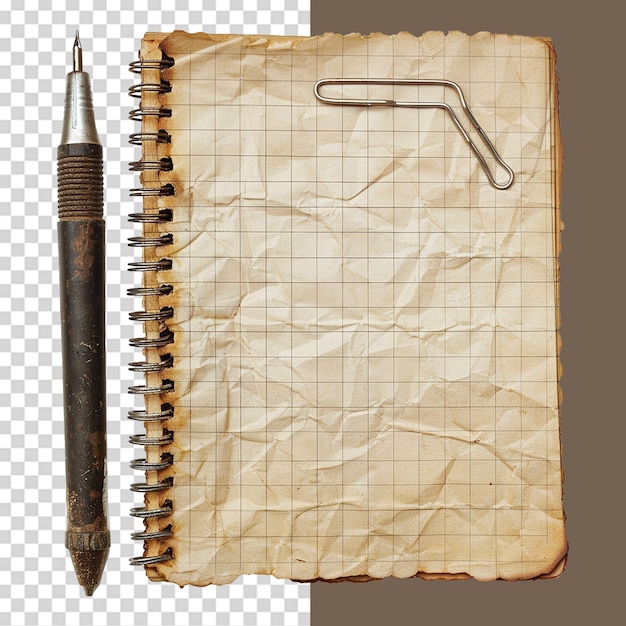 Old notepad isolated on transparent background