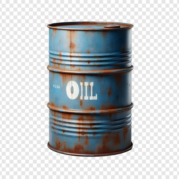 PSD old oil barrel isolated on transparent background