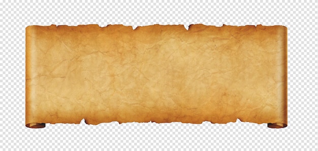 Old paper horizontal banner Parchment scroll isolated on white