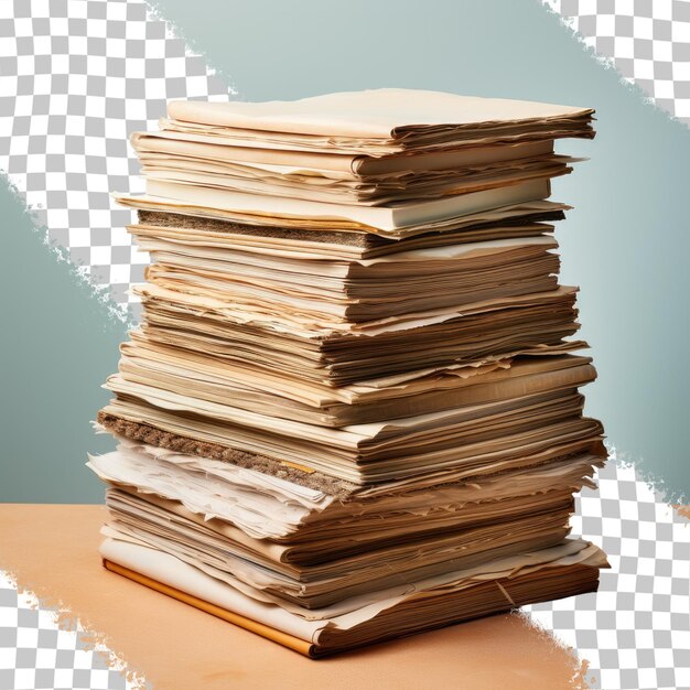 Old papers stacked with a transparent background and clipping path