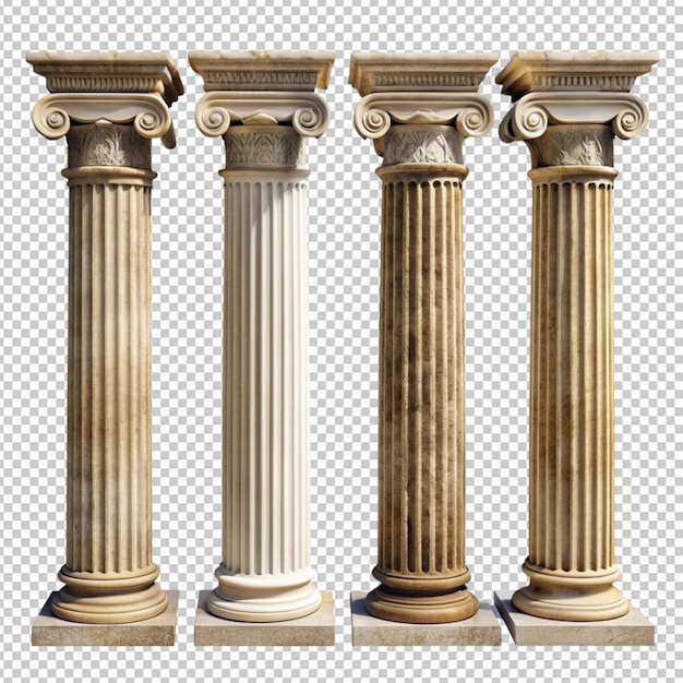 PSD old pillar set isolated on transparent background