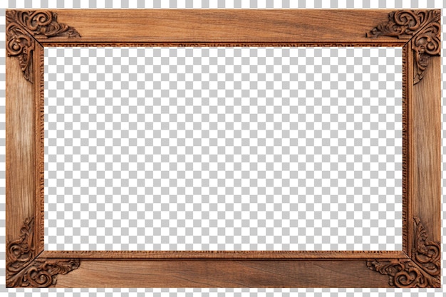 Old rustic wooden frame isolated on transparen background png psd