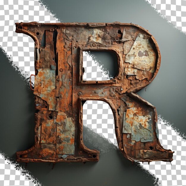 Old rusty parentheses with an eroded texture and fancy font isolated on transparent background with a clipping path