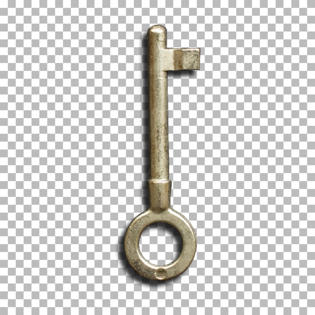 Old silver key from top view perspective fit for your project