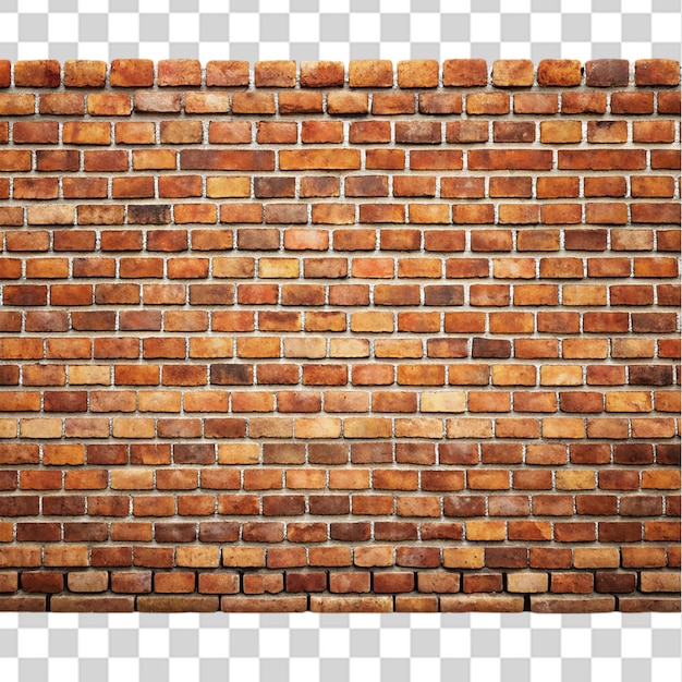 old small brick wall isolated on transparent background