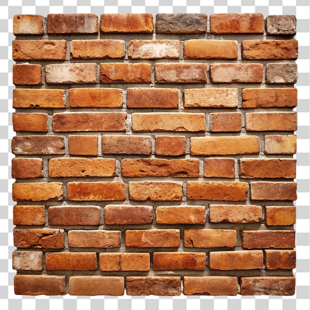 PSD old small brick wall isolated on transparent background