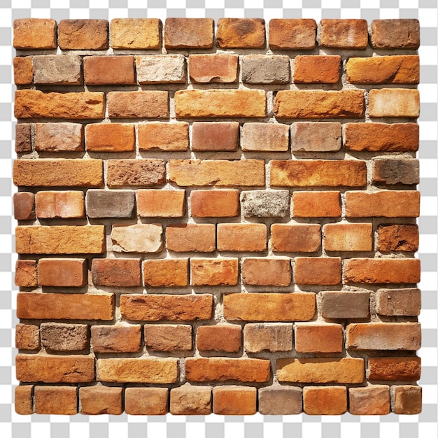 old small brick wall isolated on transparent background