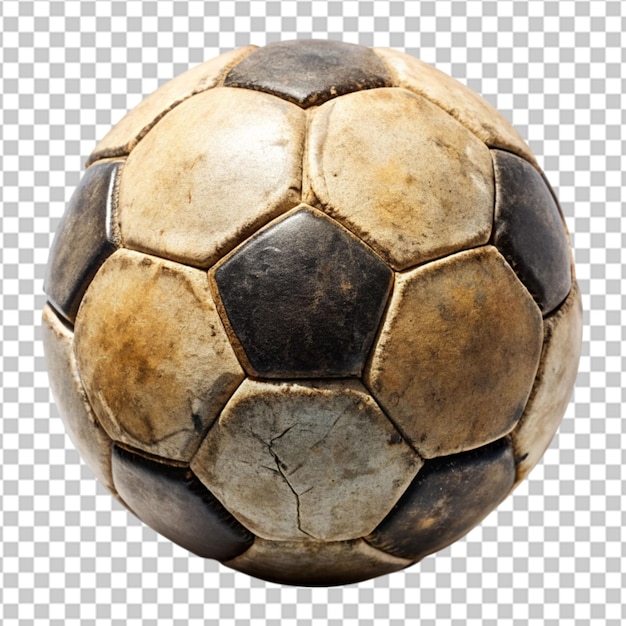 Old soccer ball on transparent background