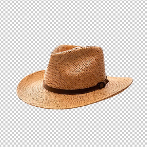 Old straw hat isolated on transparent background