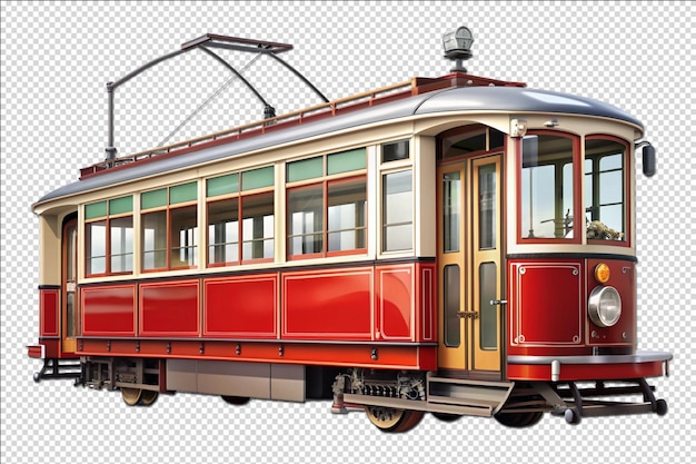 old tram illustration isolated on Transparent background