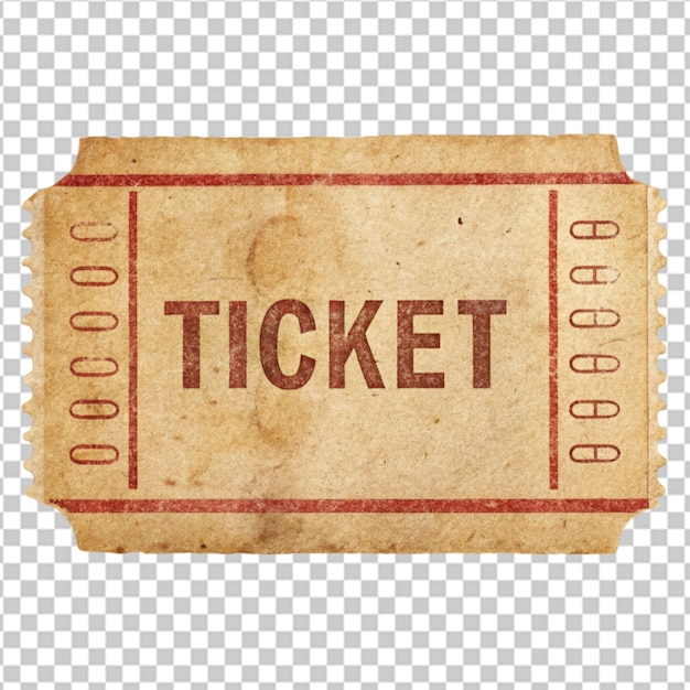 Old used brown torn ticket stub isolated