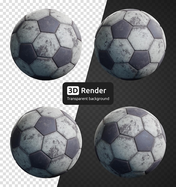 Old used soccer ball isolated 3d render