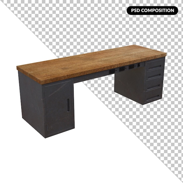 old wood desk isolated 3d