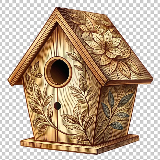 PSD old wooden birdhouse isolated on transparent background