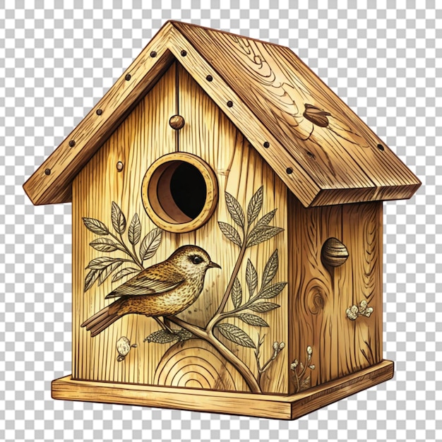 PSD old wooden birdhouse isolated on transparent background