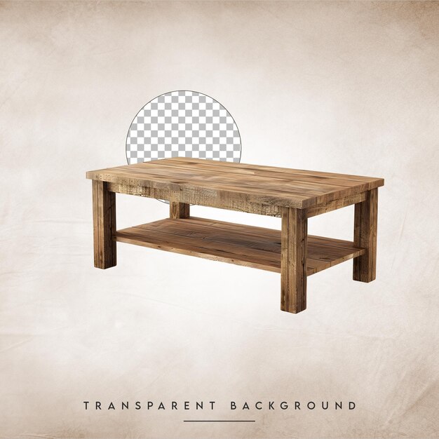 Old Wooden Table Isolated on Transparent Background Vintage Furniture Design