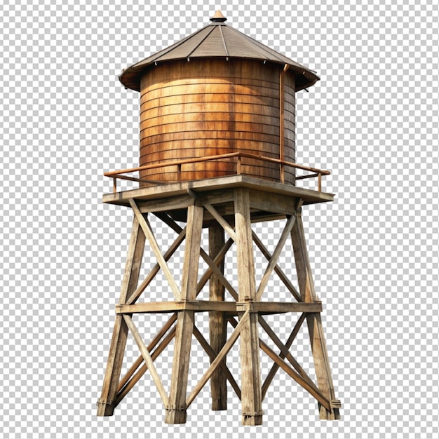 PSD old wooden water tower transparent background