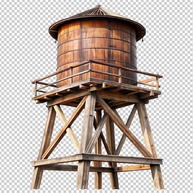 PSD old wooden water tower transparent background