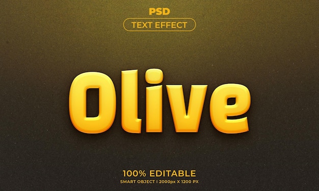 Olive 3d editable text effect style with background