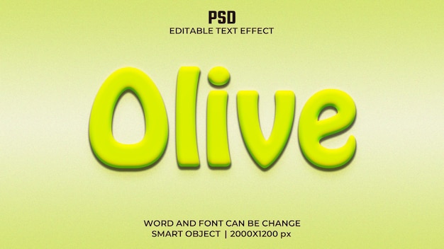 Olive 3d editable text effect with background