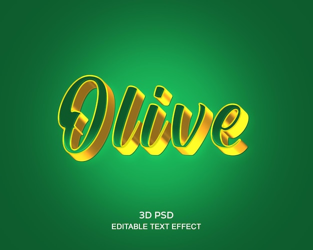 Olive 3d editable text effect with premium background