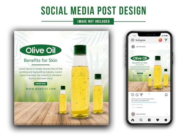 Olive oil benefits for skin product promotion social media post template PSD