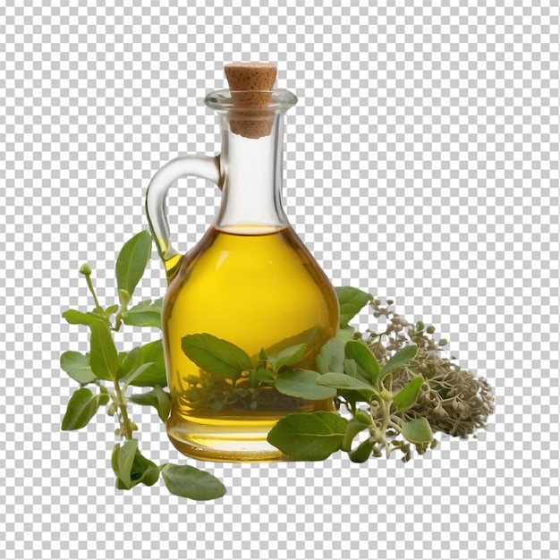 Olive oil bottle with herbs and spices