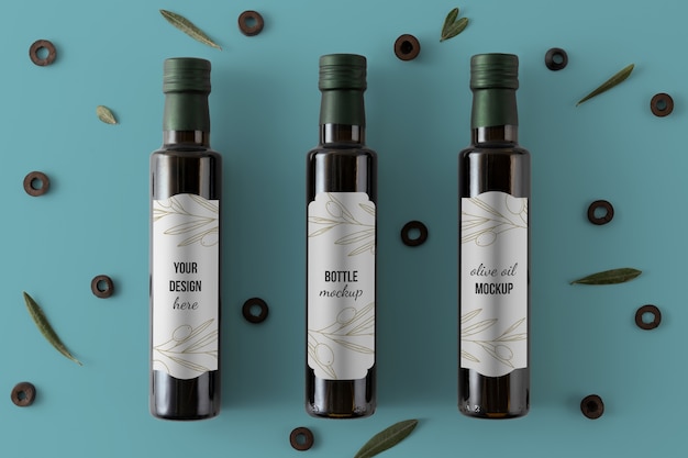 Olive oil bottles mockup