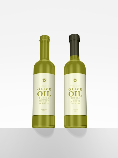 Olive Oil Glass Bottle Packaging Mockup