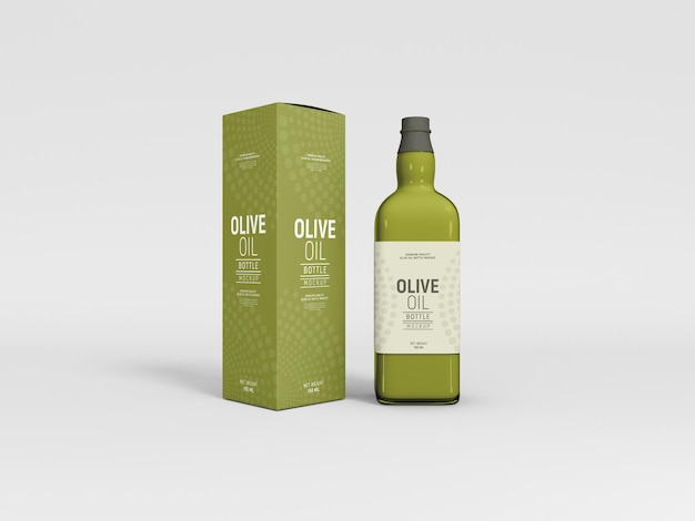 Olive Oil Glass Bottle Packaging Mockup