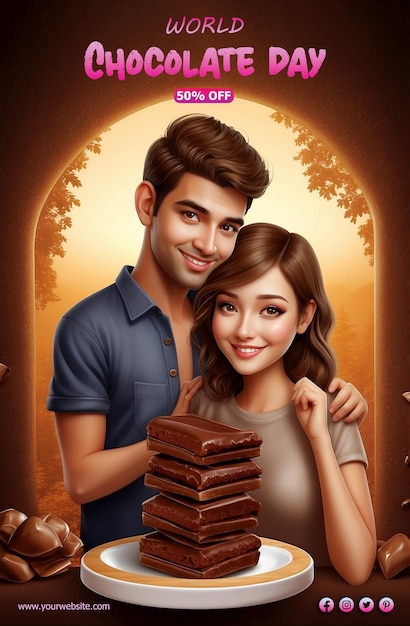 PSD one cutest couple are celebrate chocolate day