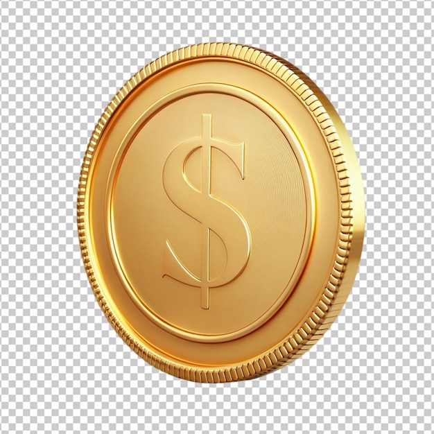 PSD one golden coin on white background