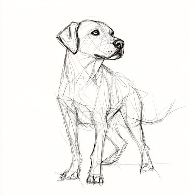 PSD one line drawing dog