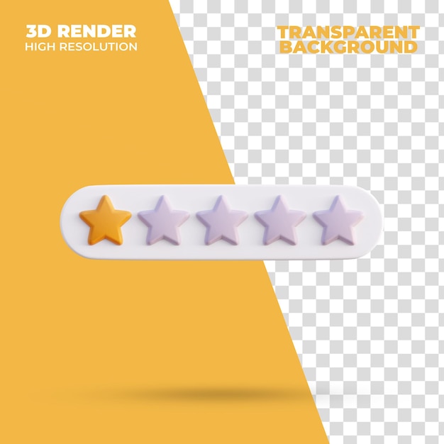 One star rating icon 3d render isolated