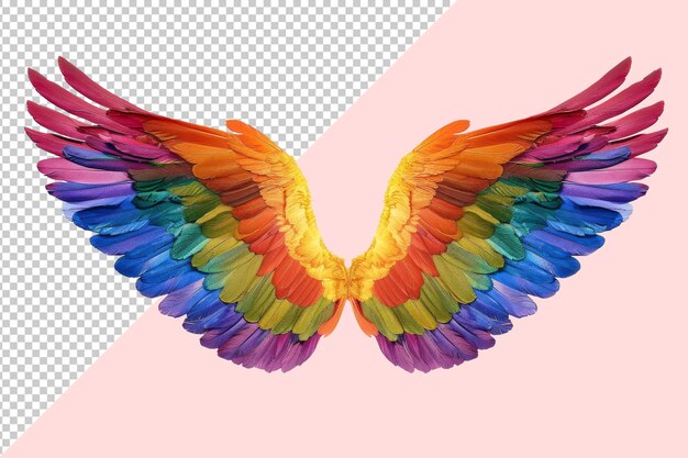 PSD one wings are painted with a rainbow of colors gay pride psd mockup