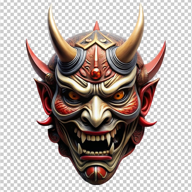 oni mask colorful art on transparent background