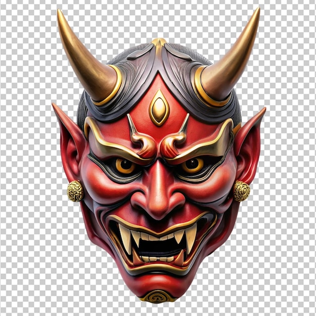 oni mask colorful art on transparent background