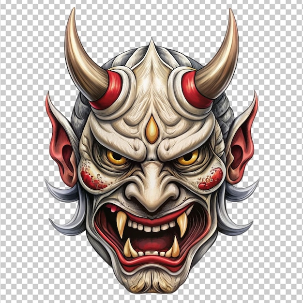 oni mask colorful art on transparent background