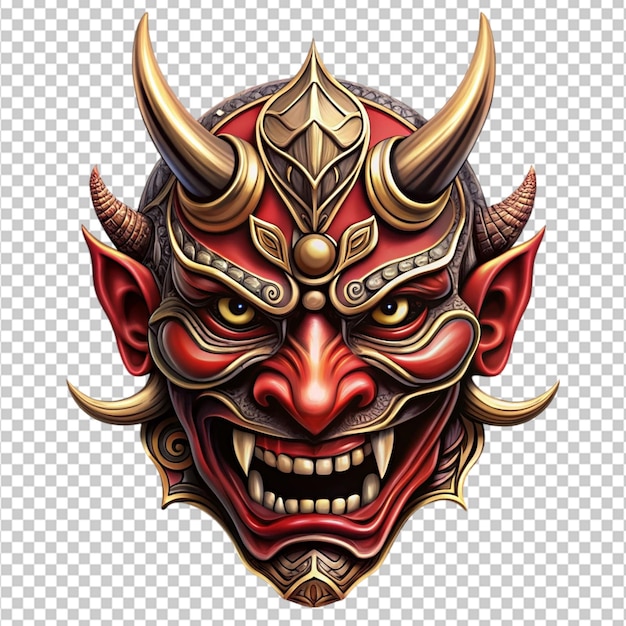 oni mask colorful art on transparent background