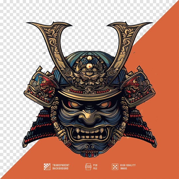 PSD oni mask japanese samurai without background hd quality