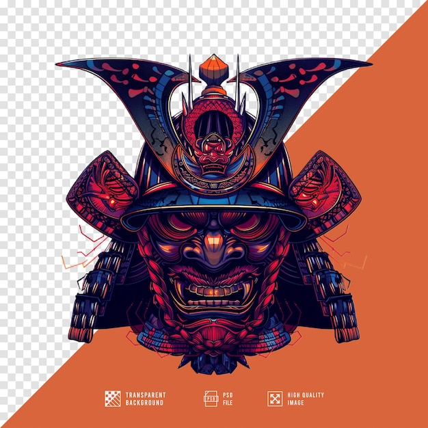 PSD oni mask japanese samurai without background hd quality