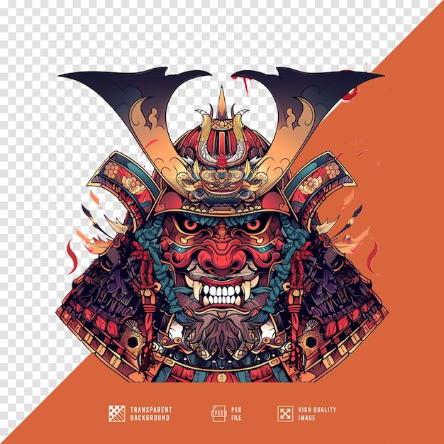 PSD oni mask japanese samurai without background hd quality