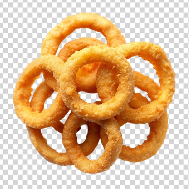 Onion rings top view isolated on transparent background