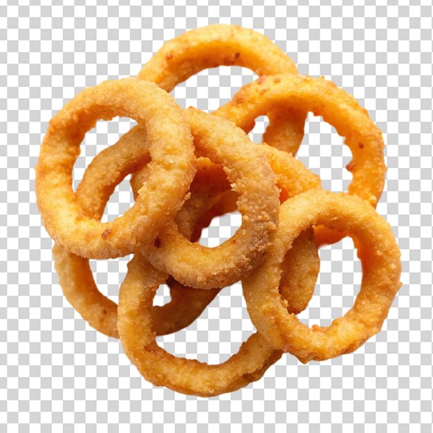 Onion rings top view isolated on transparent background