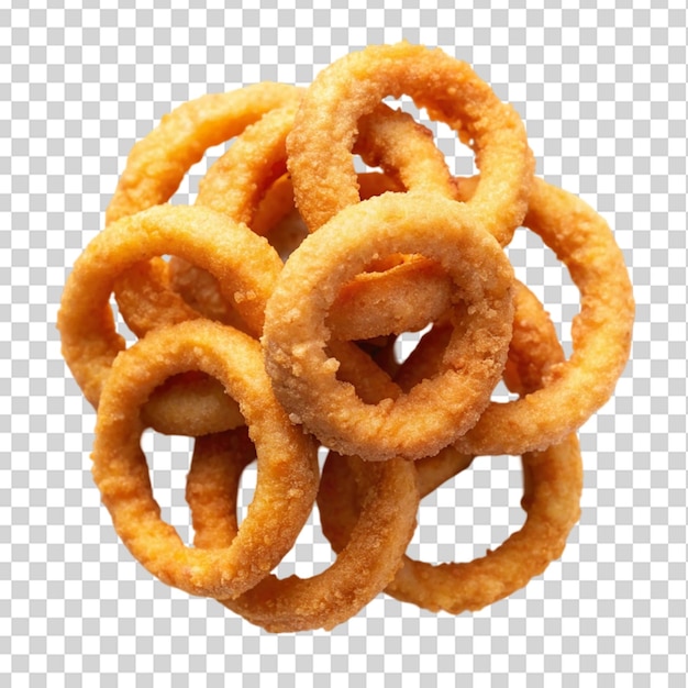 Onion rings top view isolated on transparent background