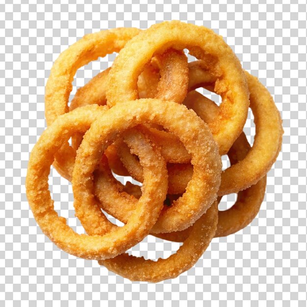 PSD onion rings top view isolated on transparent background