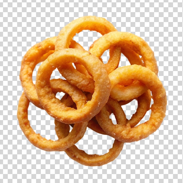 Onion rings top view isolated on transparent background