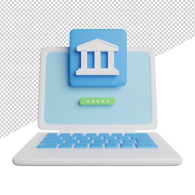 Online Banking Webste front view 3d rendering icon illustration on transparent background