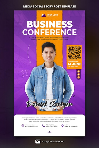 PSD online business conference media social story post template